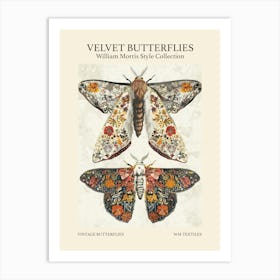 Velvet Butterflies Collection Vintage Butterflies William Morris Style 6 Art Print