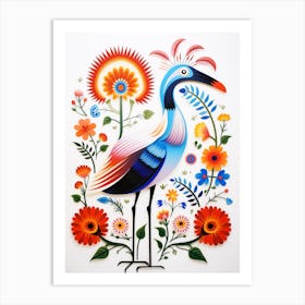Scandinavian Bird Illustration Crane 2 Art Print