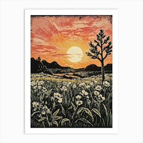 Sunset In The Field 1 Art Print