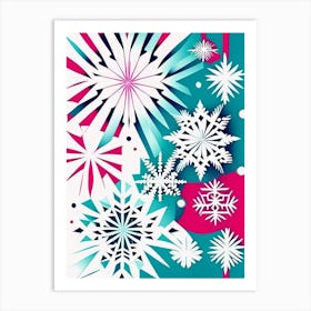 Pattern, Snowflakes, Minimal Line Drawing 1 Art Print