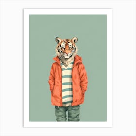 Tiger Illustrations Wearing Pyjamas 3 Art Print