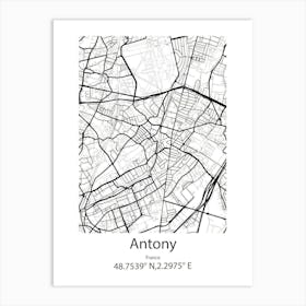 Antony,France Minimalist Map Art Print