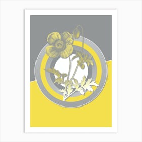 Vintage Welsh Poppy Botanical Geometric Art in Yellow and Gray n.087 Art Print