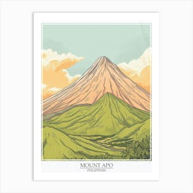 Mount Apo Philippines Color Line Drawing 8 Poster Art Print