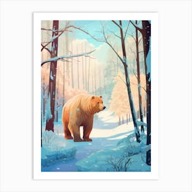 Winter Brown Bear 2 Illustration Art Print
