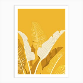 Banana Leaves On Yellow Background 2 Art Print