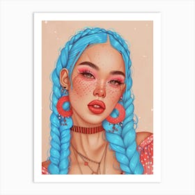 Blue Haired Girl 11 Art Print