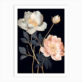 Flowers On A Black Background 21 Art Print