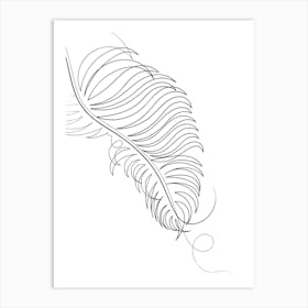 Palm Leaf Line Drawing Black & White Art Print