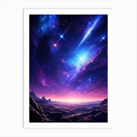 Celestial Landscape Fractals Of Bright Stars Form Intricate Patterns Each Star Glowing With Cosmic (4) Art Print