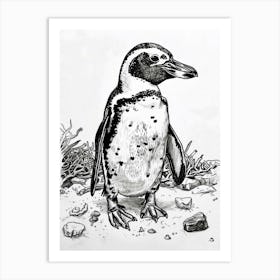 African Penguin Playing 1 Art Print