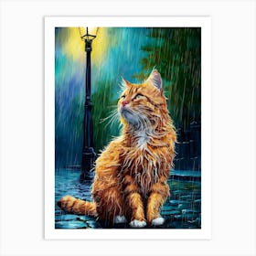 Cat In The Rain 1 Art Print