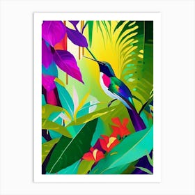 Hummingbird In Tropical Rainforest Abstract Still Life Art Print