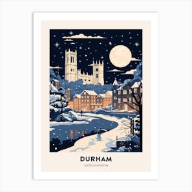 Winter Night  Travel Poster Durham United Kingdom 3 Art Print