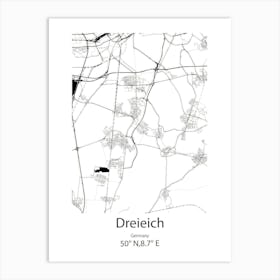 Dreieich,Germany Minimalist Map Art Print