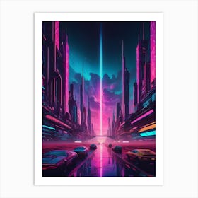 Futuristic City rays Art Print