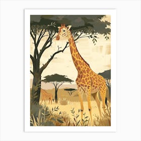 Giraffe Under The Acacia Tree 1 Art Print