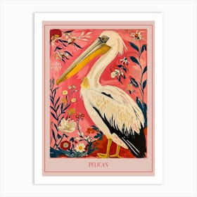 Floral Animal Painting Pelican 3 Poster Art Print