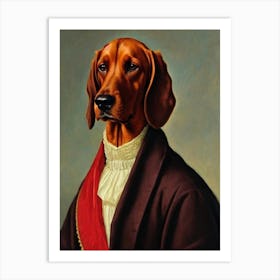 Redbone Coonhound Renaissance Portrait Oil Painting Art Print