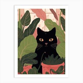 Black Cat And House Plants 15 Art Print