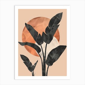 Sunset With Banana Leaves Art Print