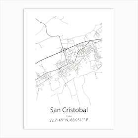 San Cristobal,Cuba Minimalist Map Art Print