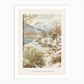 Vintage Winter Poster Lake District United Kingdom 1 Art Print