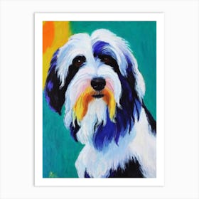 Bearded Collie Fauvist Style Dog Art Print