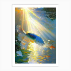 Asagi Koi Fish 2, Monet Style Classic Painting Art Print