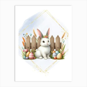 Easter Rabbit With Easter Eggs Art Print