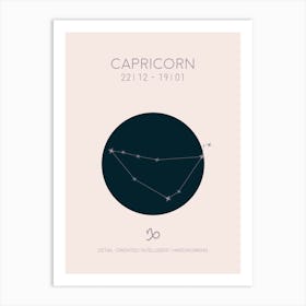 Capricorn Star Sign In Light Art Print