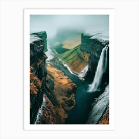 Waterfall In Iceland Art Print