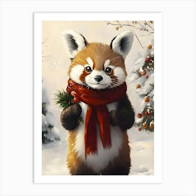 Red Panda Christmas Art Print