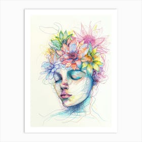 Flowers In The Head 2 Art Print