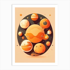 Heliocentric Kawaii Kids Space Art Print