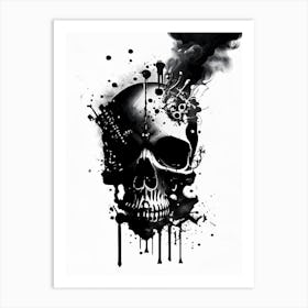 Skull With Splatter Effects 1 Stream Punk Art Print