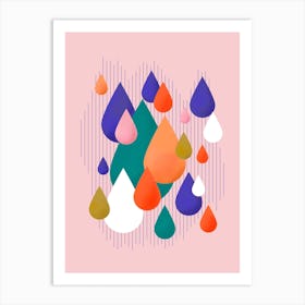 Colorful Rain Drops Art Print