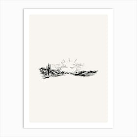 Vintage Desert Landscape Drawing Art Print