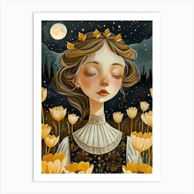 Dreamer under the moon Art Print