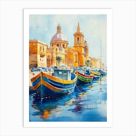 A Vibrant Watercolor Painting Of Malta Art Print