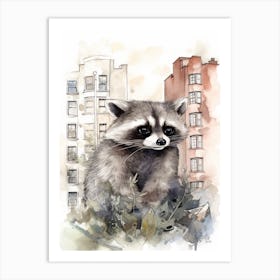 A Raccoon In City Watercolour Illustration Storybook 1 Art Print