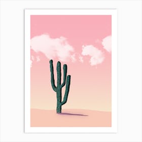 Cactus In A Pink Desert Art Print