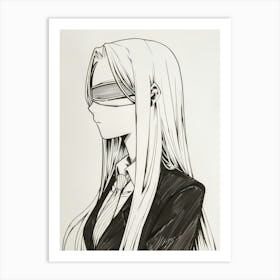 Blindfolded Anime Girl Art Print