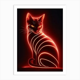 Neon Cat Art Print