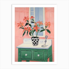 Bathroom Vanity Painting With A Hibiscus Bouquet 1 Art Print