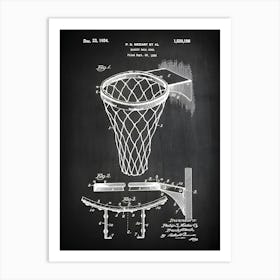 Basketball Goal Poster Basketball Net Blueprint Basketball Patent Print Basketball Wall Art Historic Basketball Picture Sb1961 Art Print