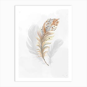 Golden and white feather Art Print