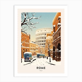 Vintage Winter Travel Poster Rome Italy 1 Art Print