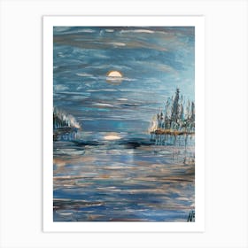 Moonlight Over The Water 1 Art Print