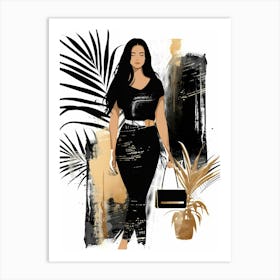 Woman In Black And Gold 2 Art Print